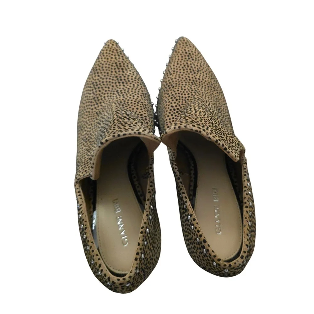 Gianni Bini Leopard Daveigh Suede 8.5‎ Studded Ankle Booties Block Heel Rocker